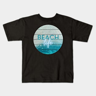 Beach Life - Teal & Pearl Acrylic Fluid Pour Kids T-Shirt